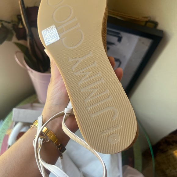 SALE🤍JIMMY CHOO latte drive 60 espadrilles heeled sandals 💞 - Picture 10 of 14